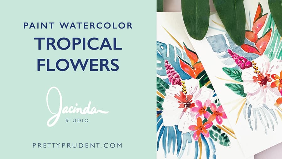 How to paint watercolor tropical flower Video Tutorial
