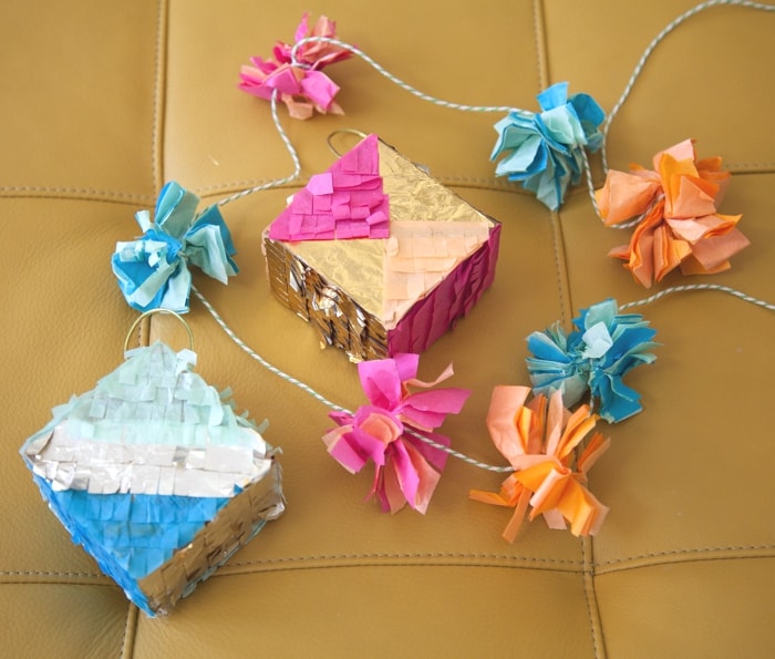 mini piñata tissue paper ornament