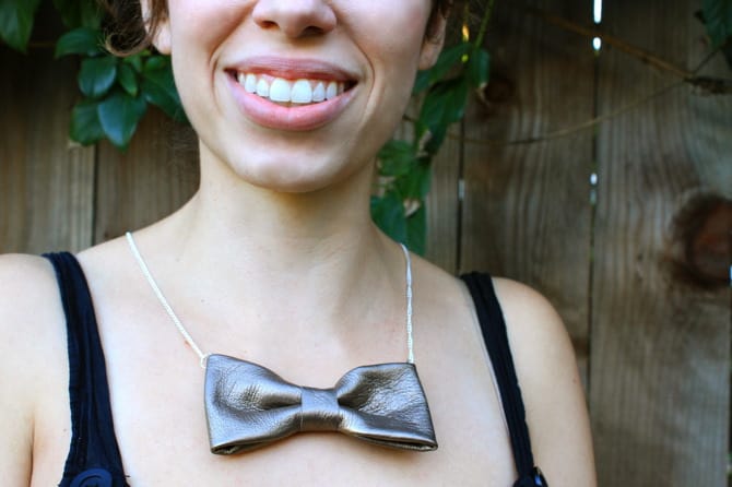 no-sew leather bow necklace