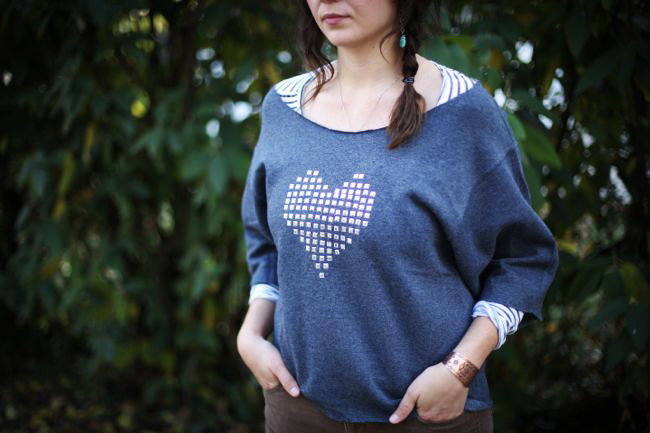 DIY Studded Heart Sweatshirt