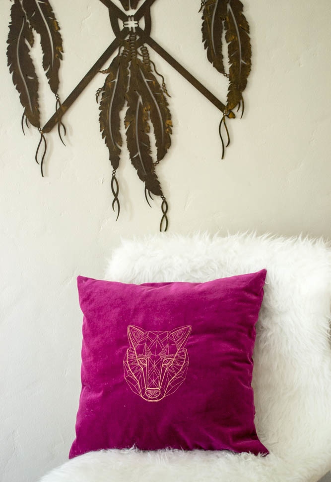Pretty Prudent Embroidered Pillows - Wolf