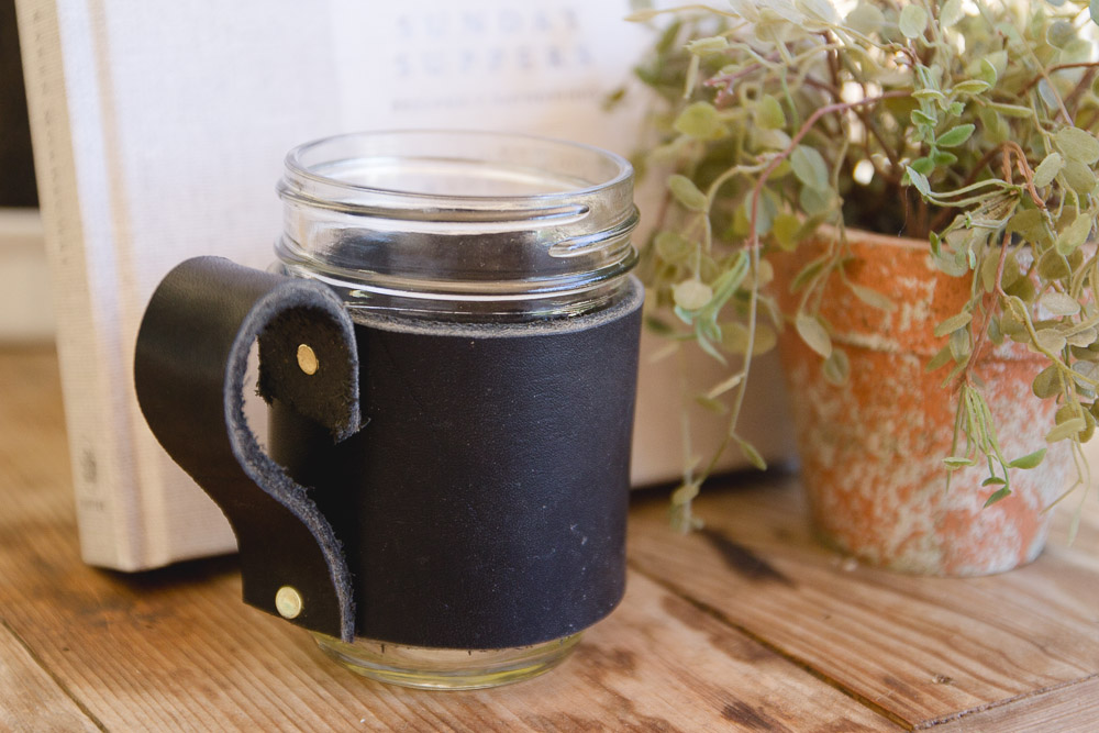 DIY Leather Mason Jar Mug