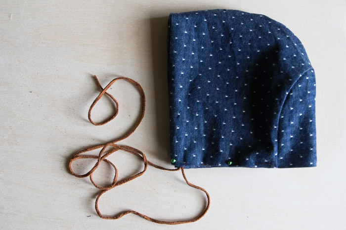 DIY Baby Bonnet with Leather Ties