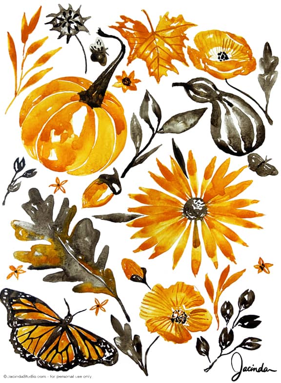 Paint Watercolor Autumn Botanicals Video Tutorial